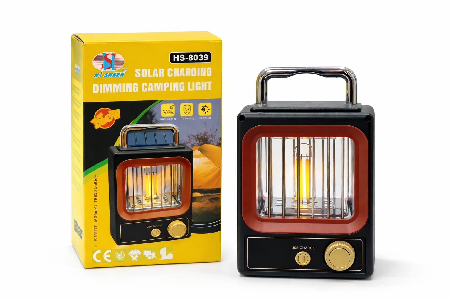 Solare Campinglaterne mit Dimmer und Tragegriff